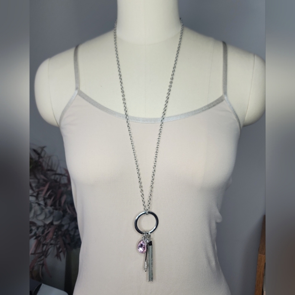 Necklace With Key And Tassel Pendants